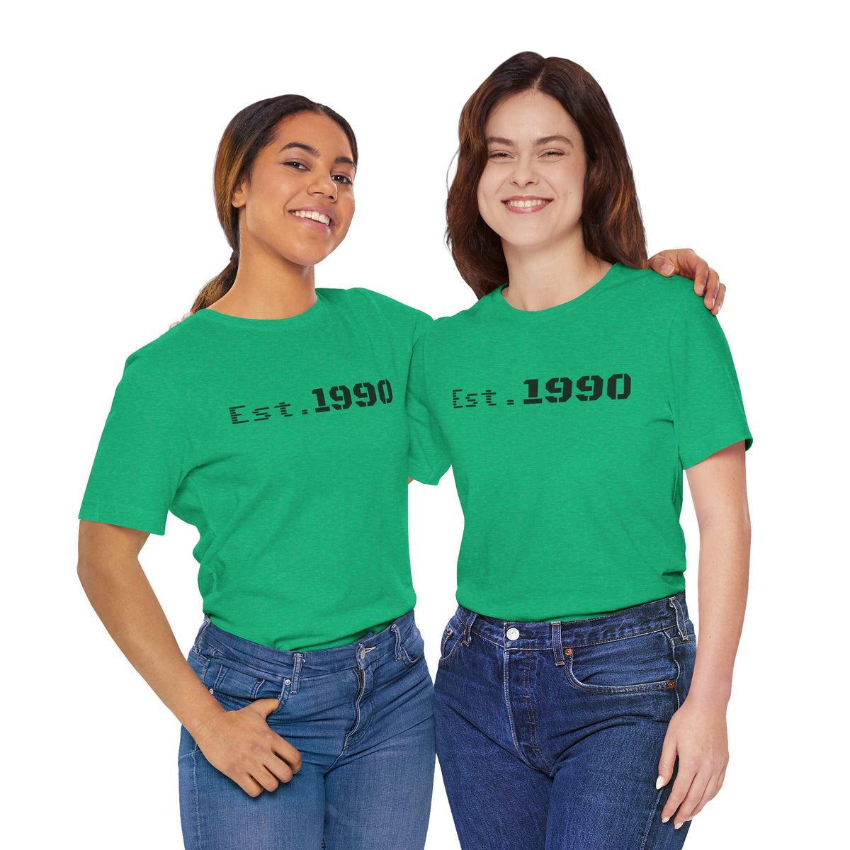 Vintage Est. 1990 T-Shirt by Printify featuring a classic design celebrating a birth year, made from soft fabric.