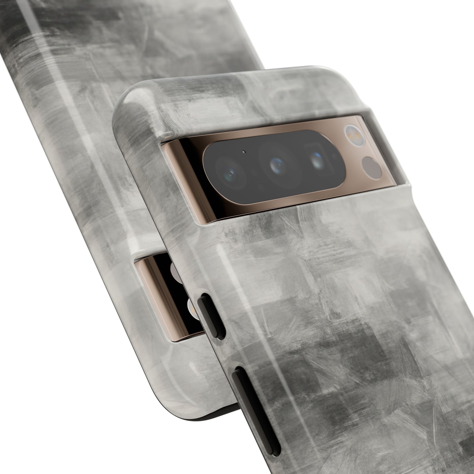 Abstract gray grid phone case for iPhone, tough protective cover by Printify with modern geometric design.