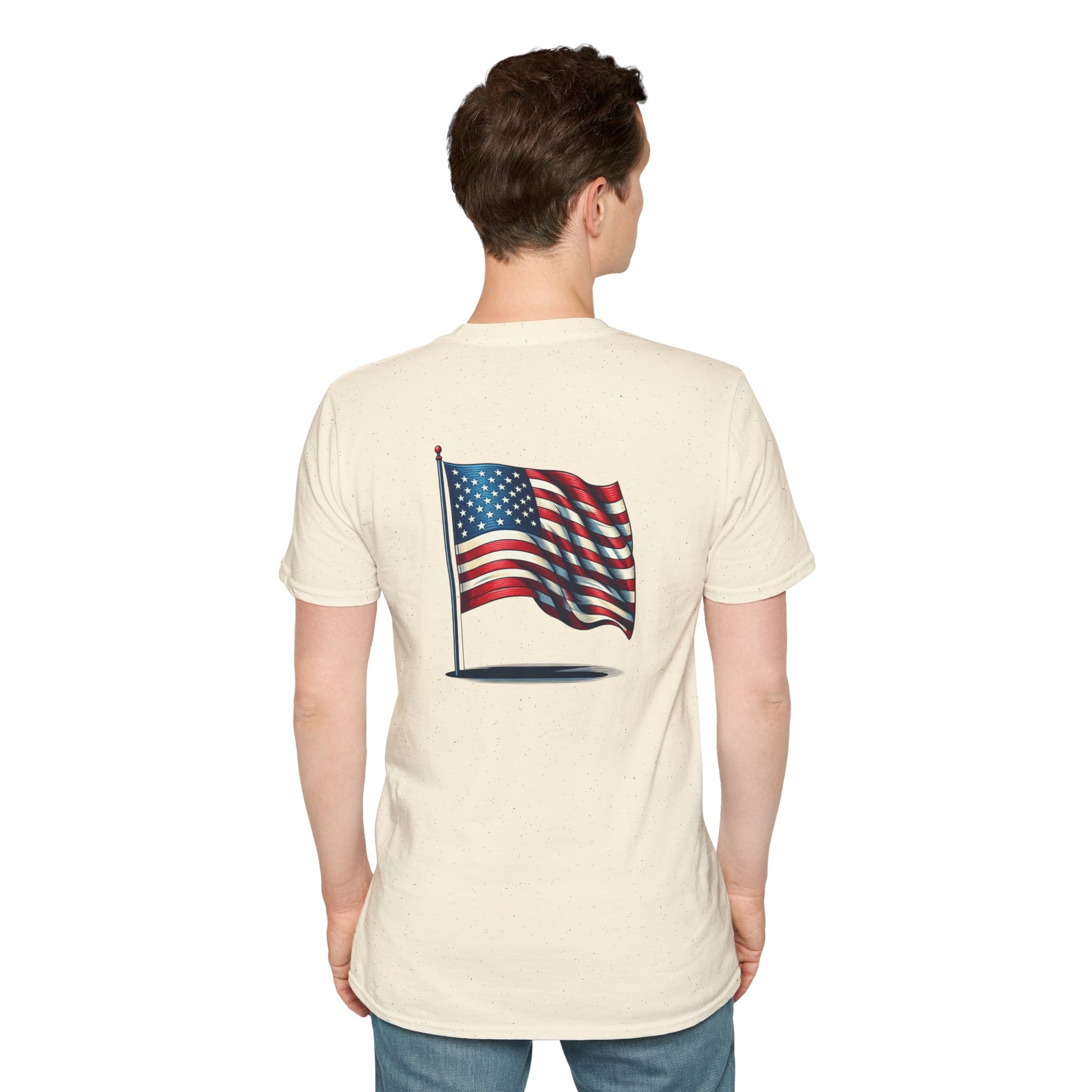 Patriotic Unisex Softstyle T-Shirt, American Flag Tee, USA Pride Shirt, Perfect for Independence Day, Casual Wear - TRV