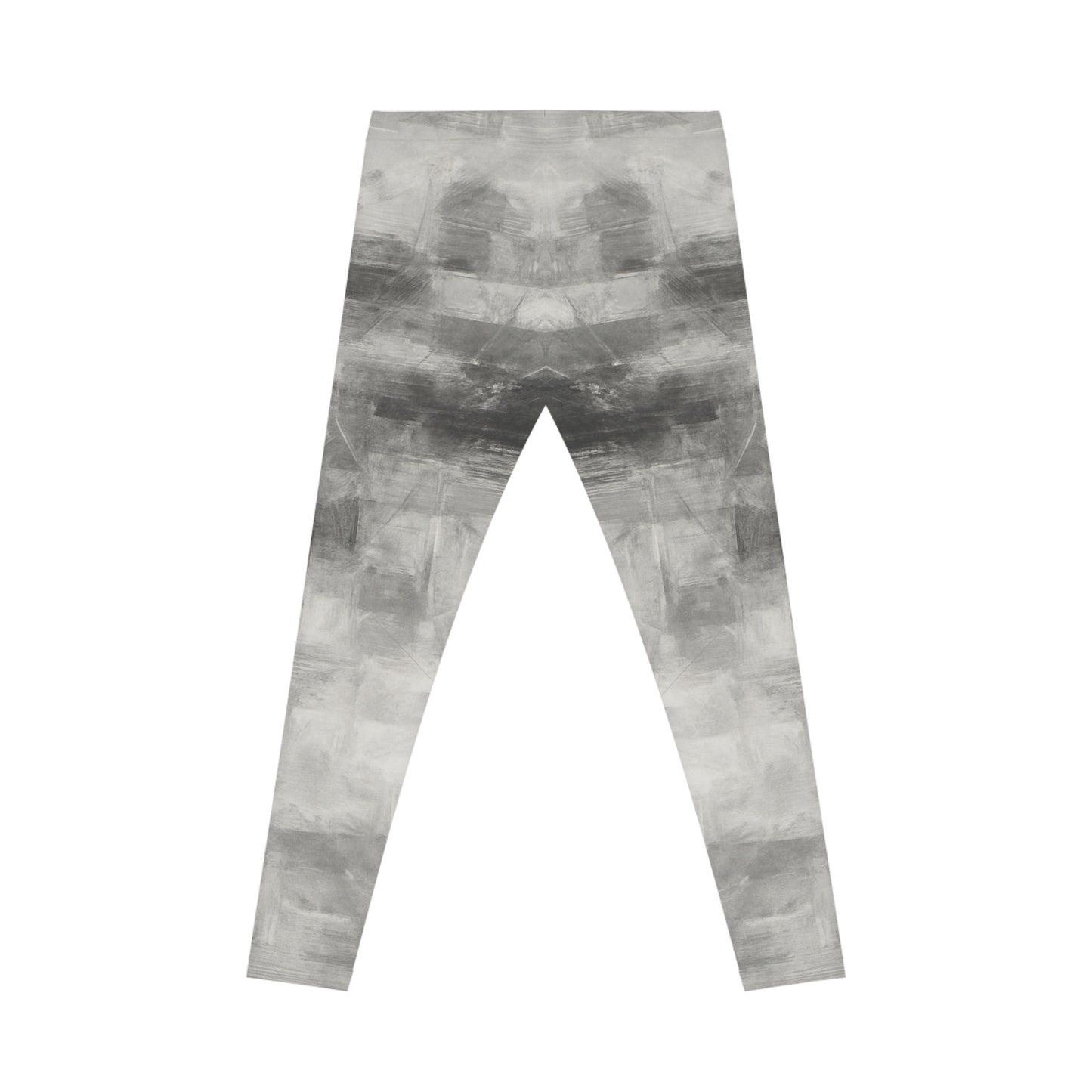 Gray watercolor tie-dye women's yoga leggings with all-over print, casual and comfortable for active or relaxed wear.