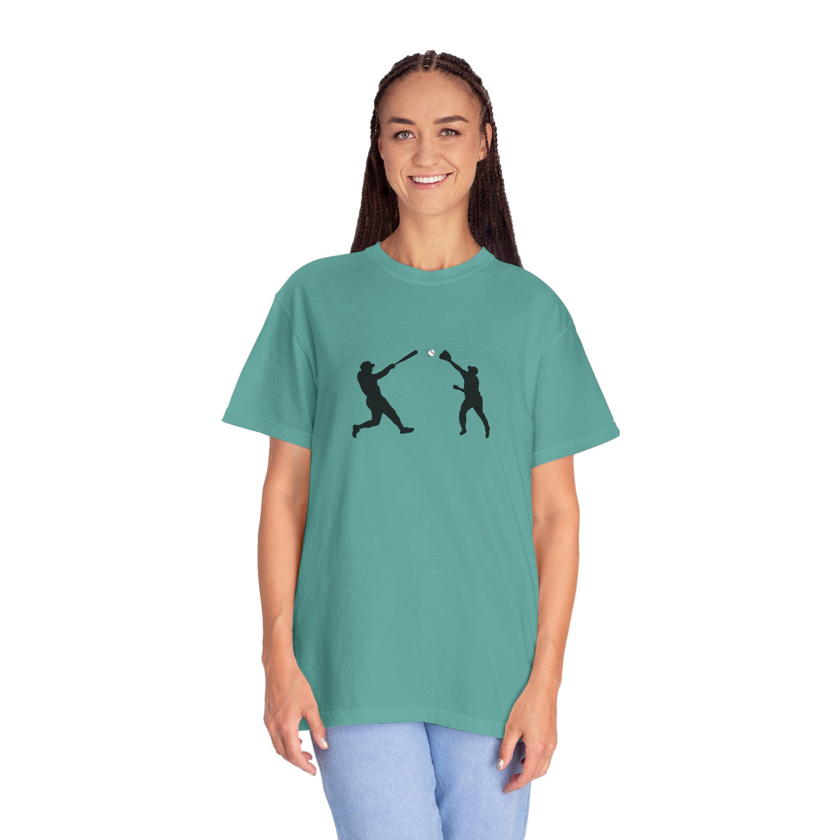 Minimal baseball players graphic T-shirt featuring a silhouette design, perfect for sports fans and casual wear.