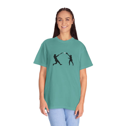 Minimal baseball players graphic T-shirt featuring a silhouette design, perfect for sports fans and casual wear.