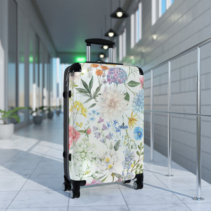Floral Watercolor Suitcase – Lightweight Carry-On Luggage with Pastel Garden Print