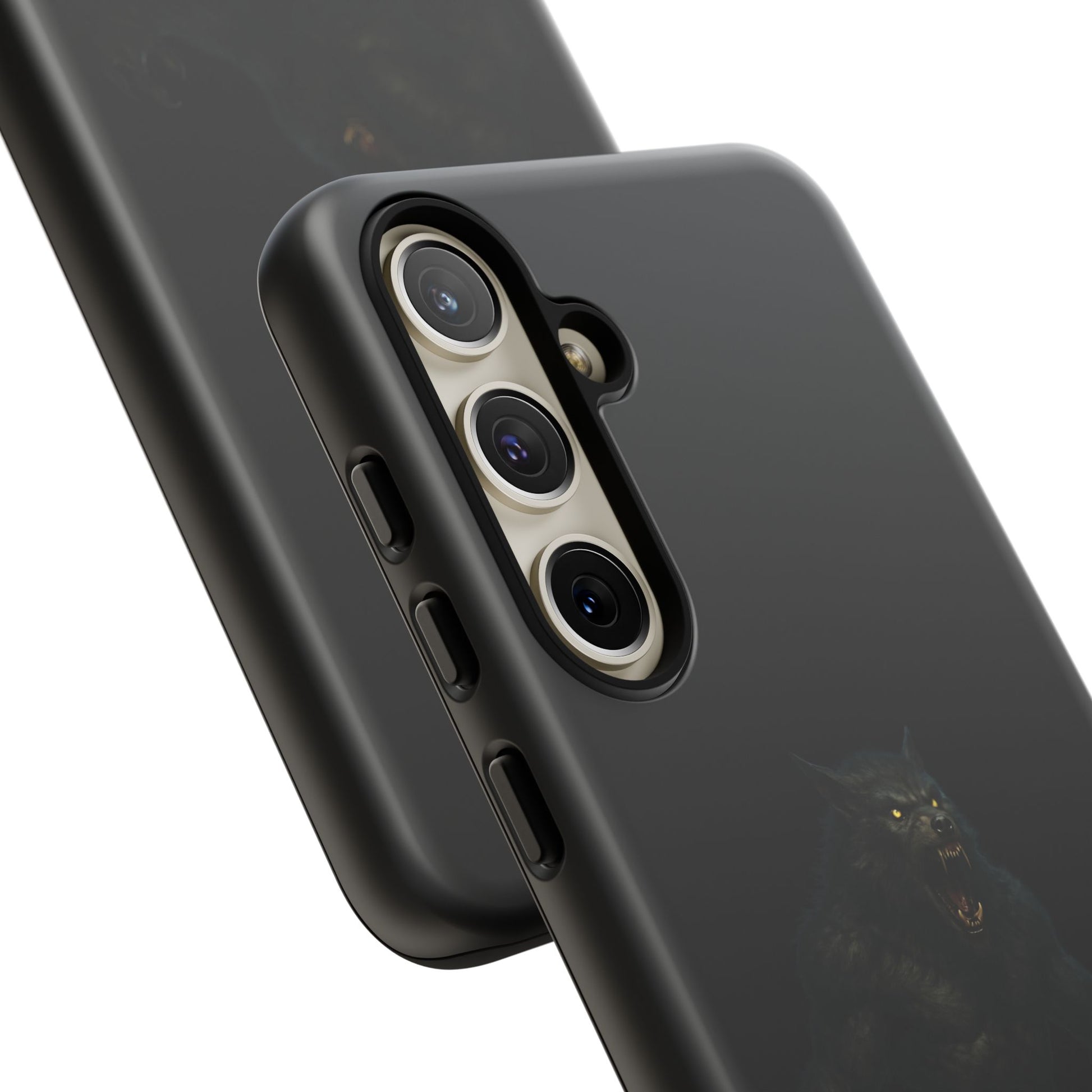 Werewolf phone case with dark monster graphic, tough protective design for smartphones by Printify.