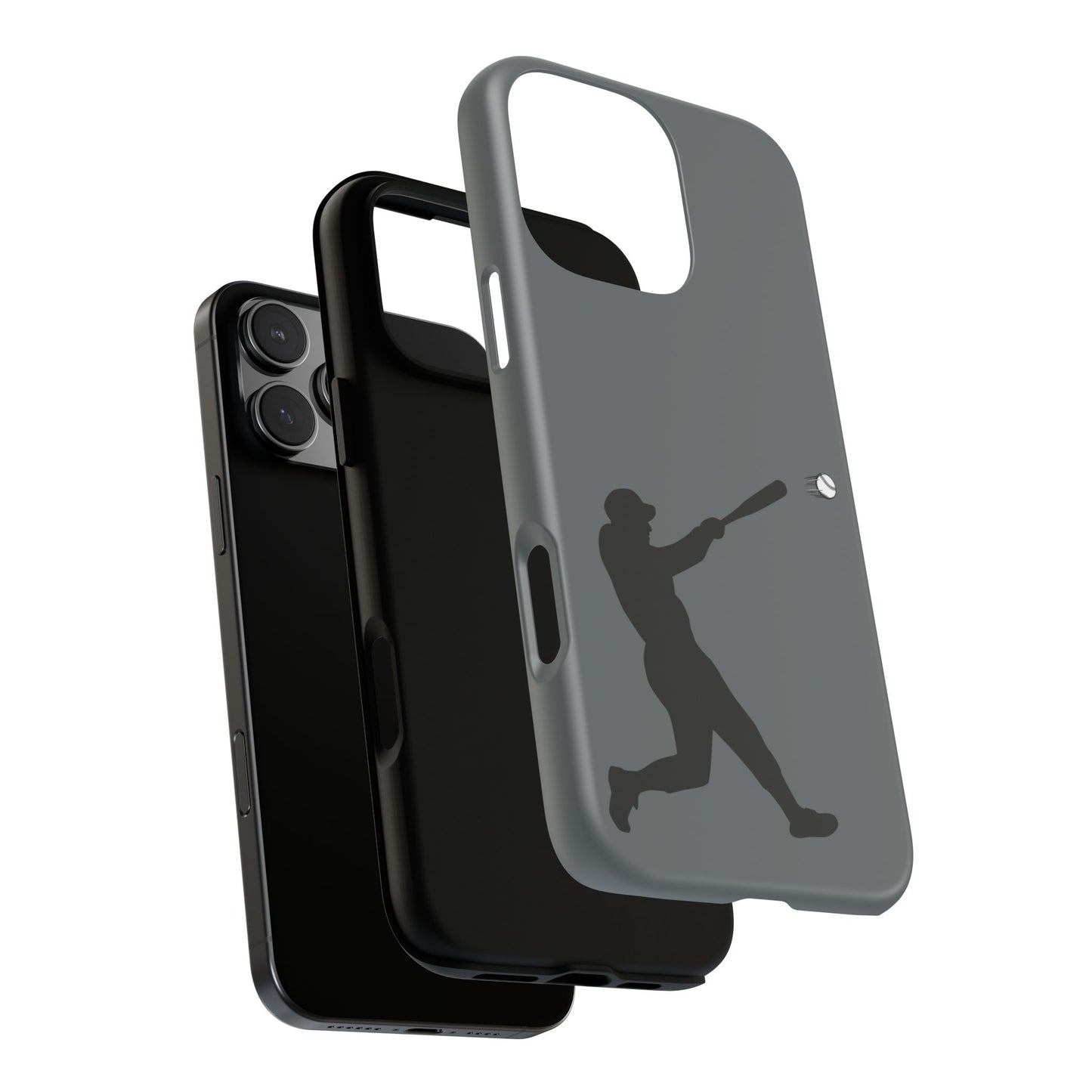 Printify baseball batter phone case, tough protective smartphone cover featuring a baseball player design for fans.
