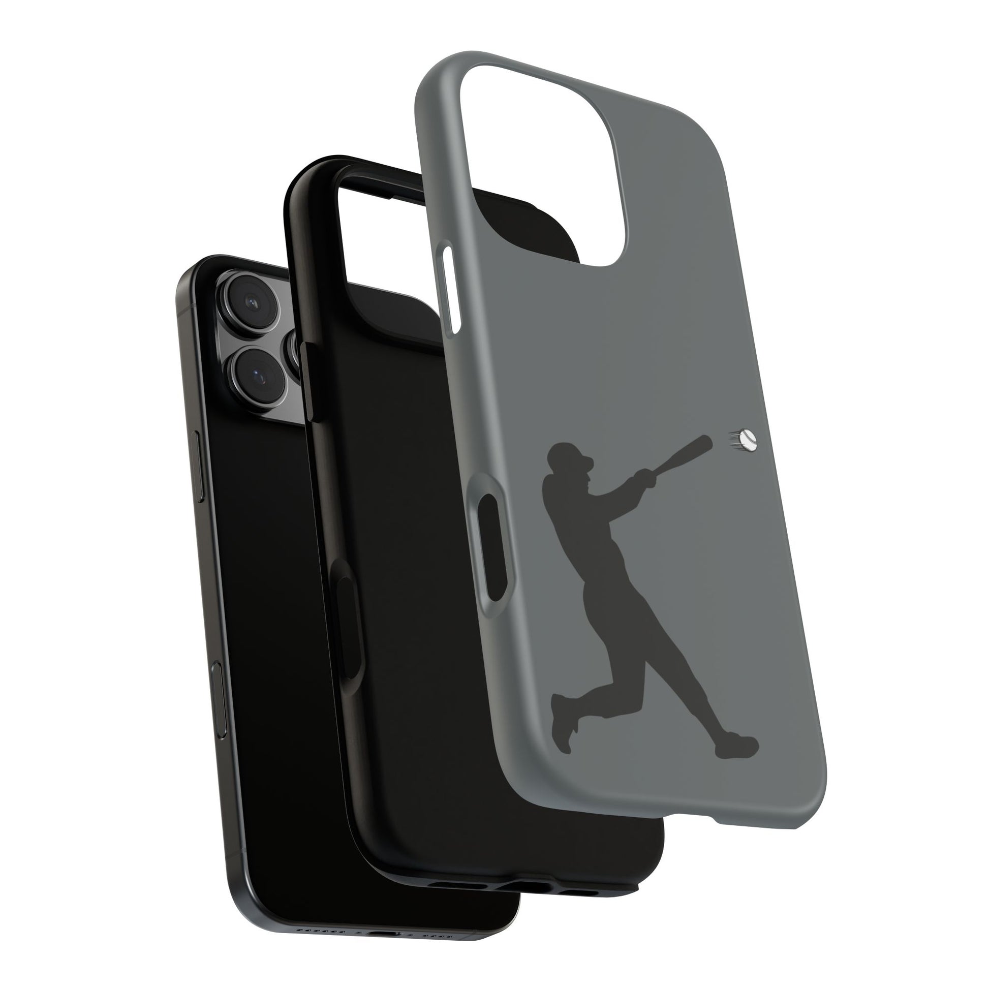 Printify baseball batter phone case, tough protective smartphone cover featuring a baseball player design for fans.