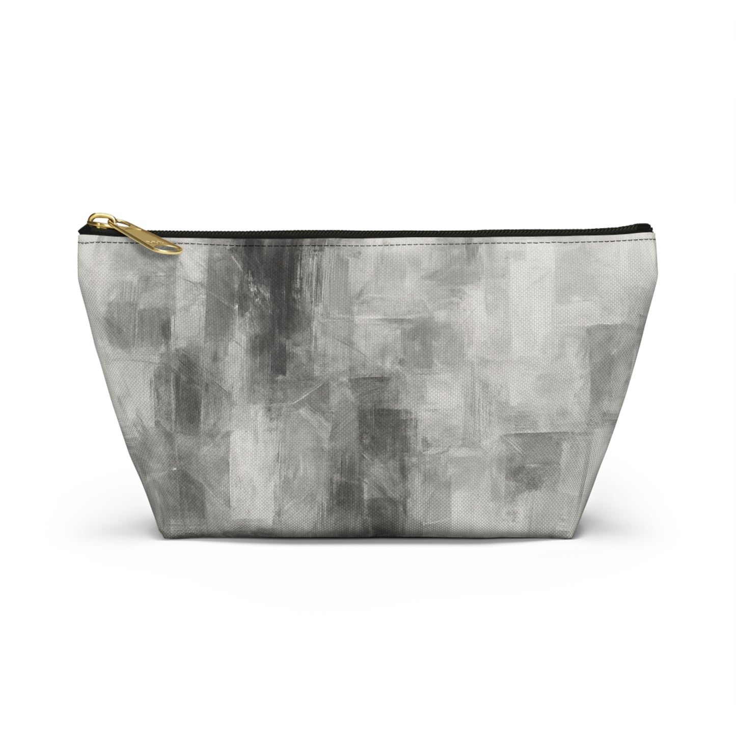 Gray abstract brushstroke accessory pouch from Printify featuring a stylish, artistic design, perfect for organizing small items.