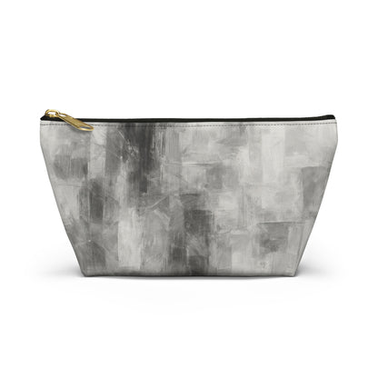Gray abstract brushstroke accessory pouch from Printify featuring a stylish, artistic design, perfect for organizing small items.