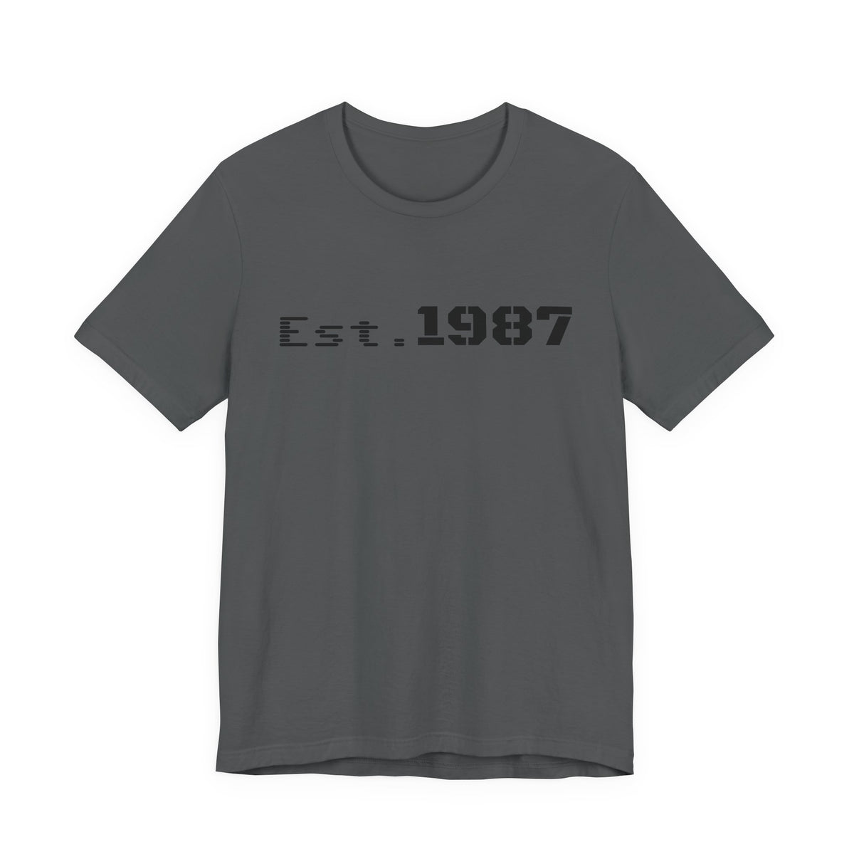 Vintage Est. 1987 T-Shirt from Printify featuring classic Born 1987 design on a comfortable fabric tee.