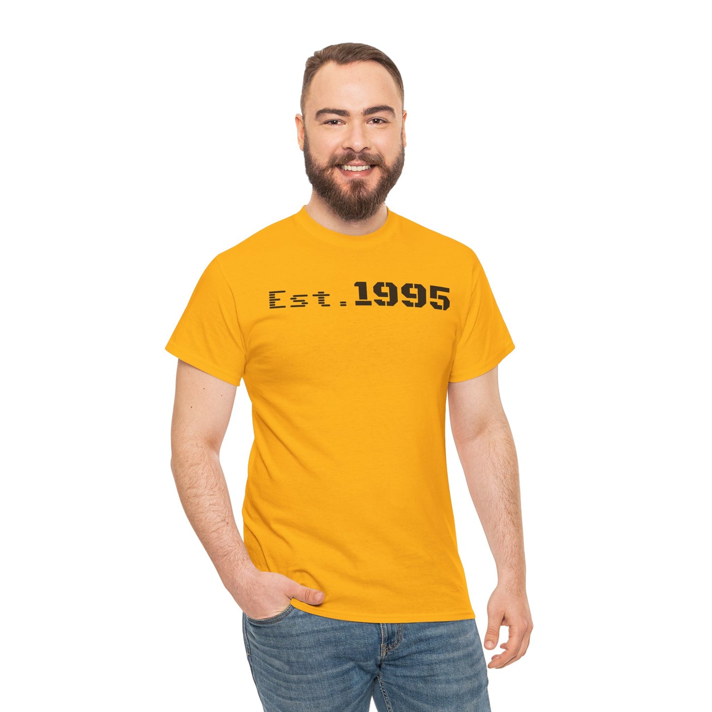 Unisex Heavy Cotton Tee - Est. 1995, Vintage Birthday Gift, Customizable Tee, Retro Unisex Shirt, Casual Everyday Wear