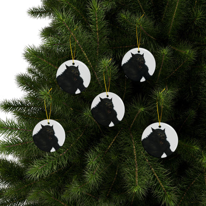 Black ceramic werewolf ornament with spooky wolf design, perfect for holiday Halloween decorations.
