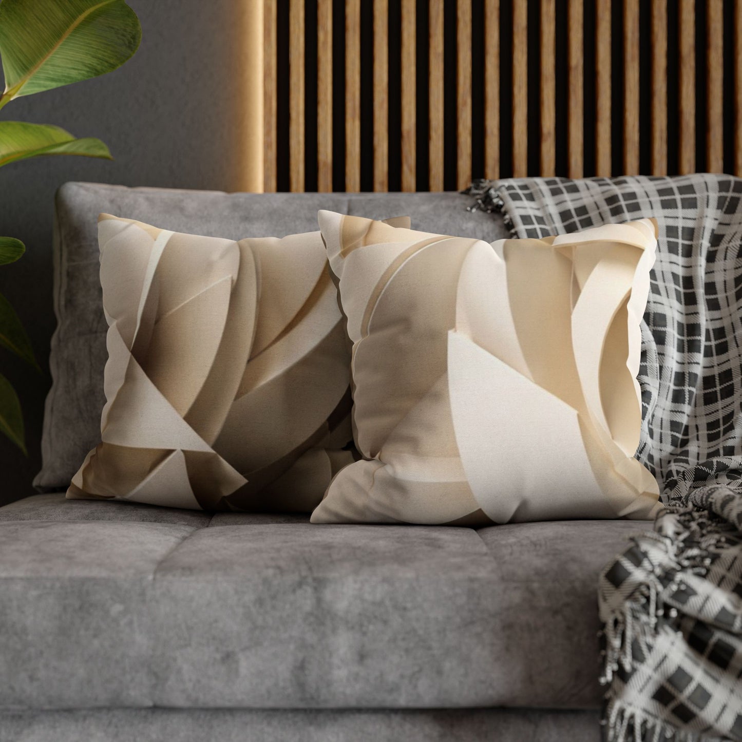 Beige Abstract Paper Swirl Pillowcase Spun Polyester Square Pillowcase