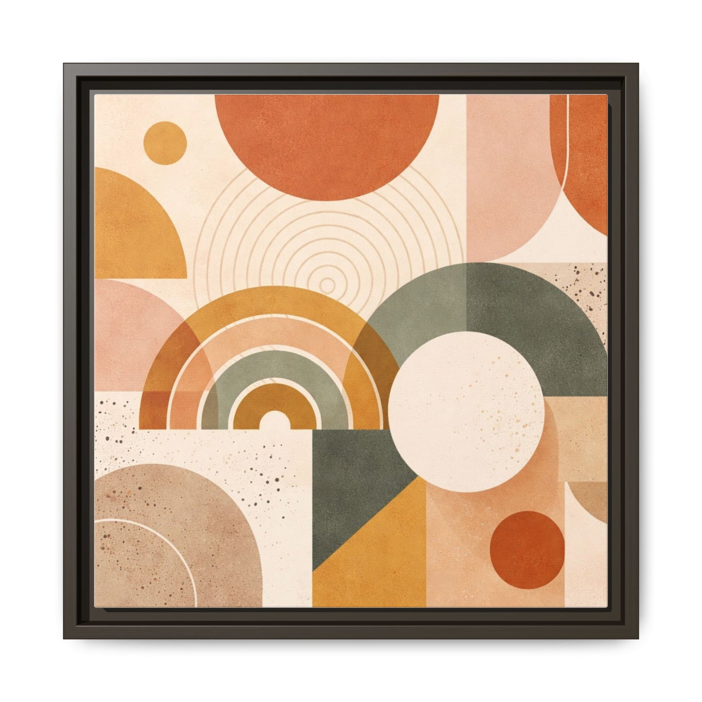 Abstract Terracotta Geometric Rainbow Matte Canvas Framed