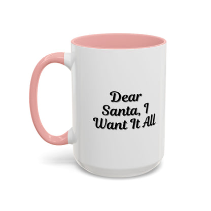 Dear Santa Accent Coffee Mug - Fun Holiday Mug for Christmas Enthusiasts