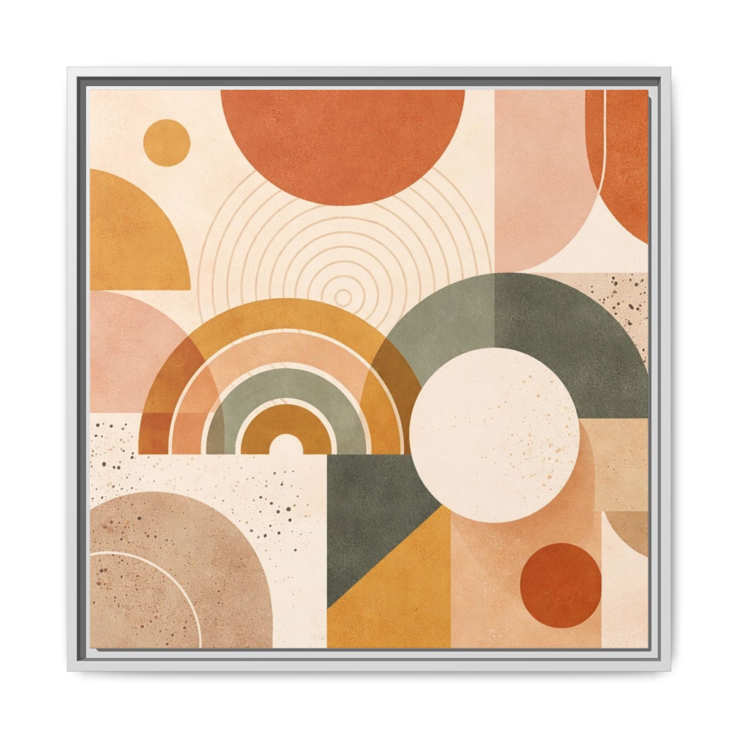 Abstract Terracotta Geometric Rainbow Matte Canvas Framed