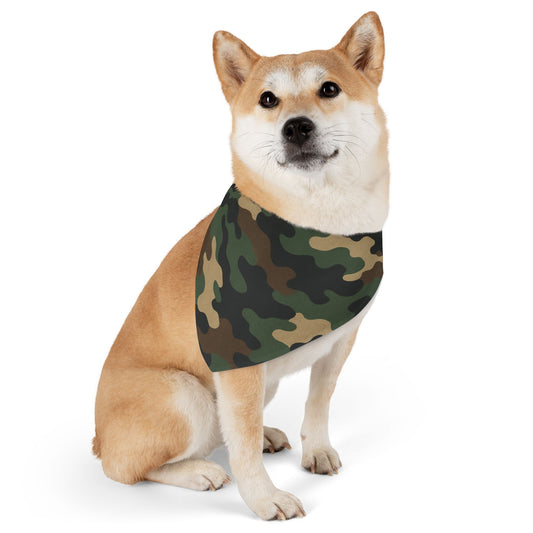 Camo pet bandana collar for dogs, stylish pet accessory with camouflage pattern, perfect gift for pet lovers, by Printify.