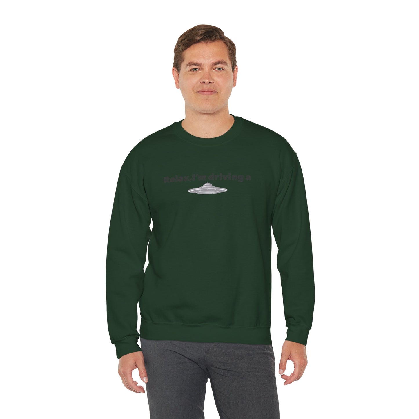 Relaxing UFO Driving Sweatshirt, Funny Gift for UFO Lovers, Unisex Crewneck Pullover, Casual Wear, Space Enthusiast Apparel