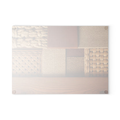 Woven Texture Glass Cutting Board – Rustic Boho Kitchen Decor