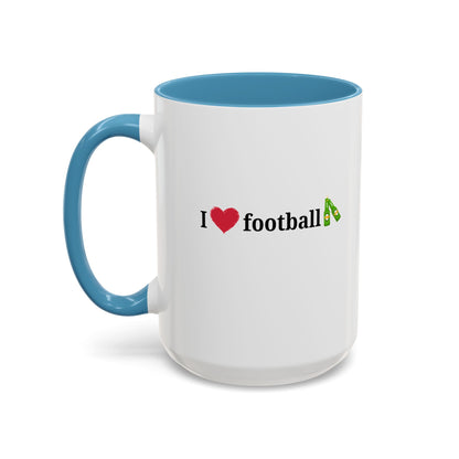 I Love Football Accent Coffee Mug, Perfect Gift for Sports Lovers, Football Enthusiasts, Unique Mug for Game Days, Home or Office Decor - TRV