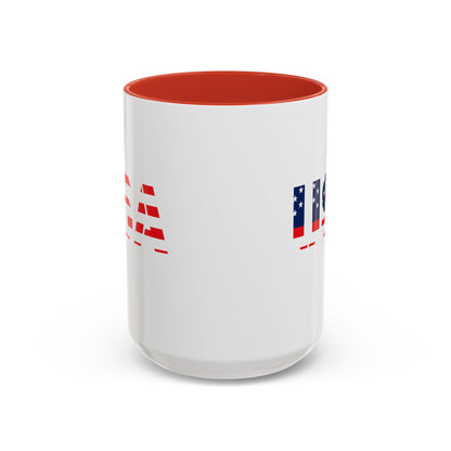 USA Flag Accent Coffee Mug — Patriotic 11/15oz Ceramic Coffee Cup