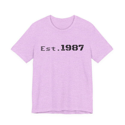 Vintage Est. 1987 T-Shirt by Printify featuring classic born 1987 design on a comfortable casual tee.