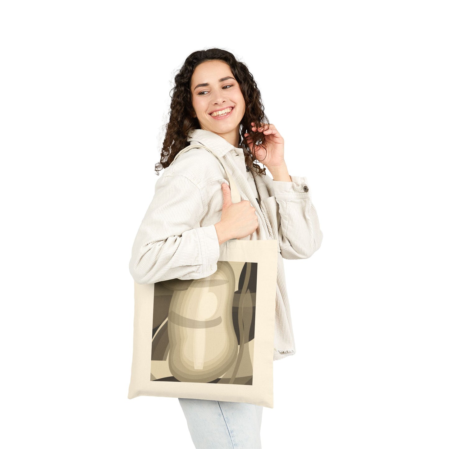 Abstract Pear Still Life Tote Bag | Neutral Geometric Fruit Print