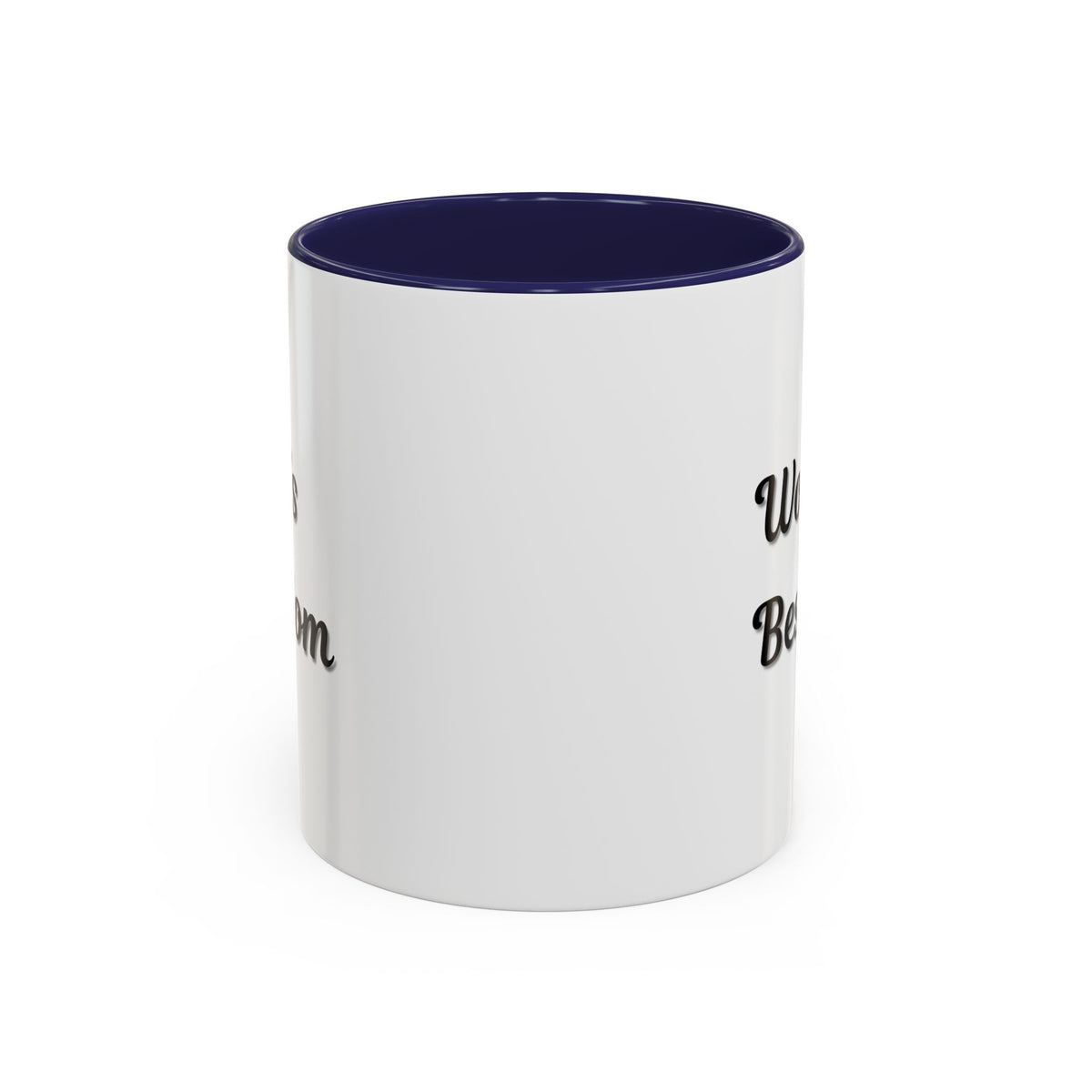Black-trim ceramic coffee mug by Printify with "World's Best Mom" accent design, perfect for Mother's Day gift.