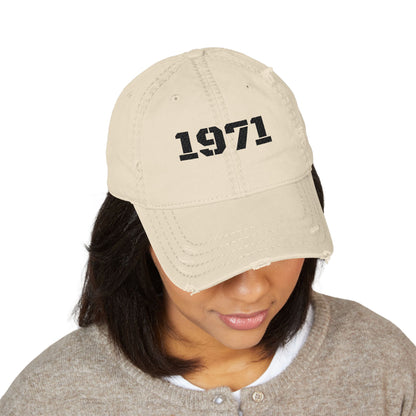 Distressed Embroidered Dad Hat, Vintage Wear, Casual Style, Gift for Dads, 1971 Cap, Father's Day Hat - TRV
