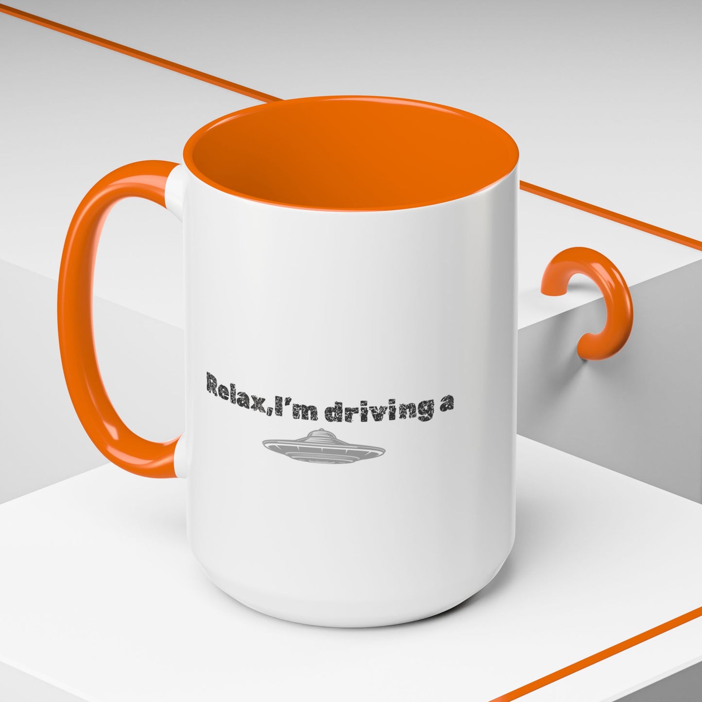 Coffee Mug — “Relax, I’m Driving” UFO Accent Ceramic Mug (11/15 oz)