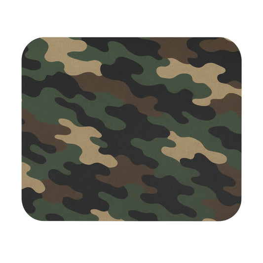 Military green camouflage rectangle desk mat with camo pattern, ideal for office or gaming setups.