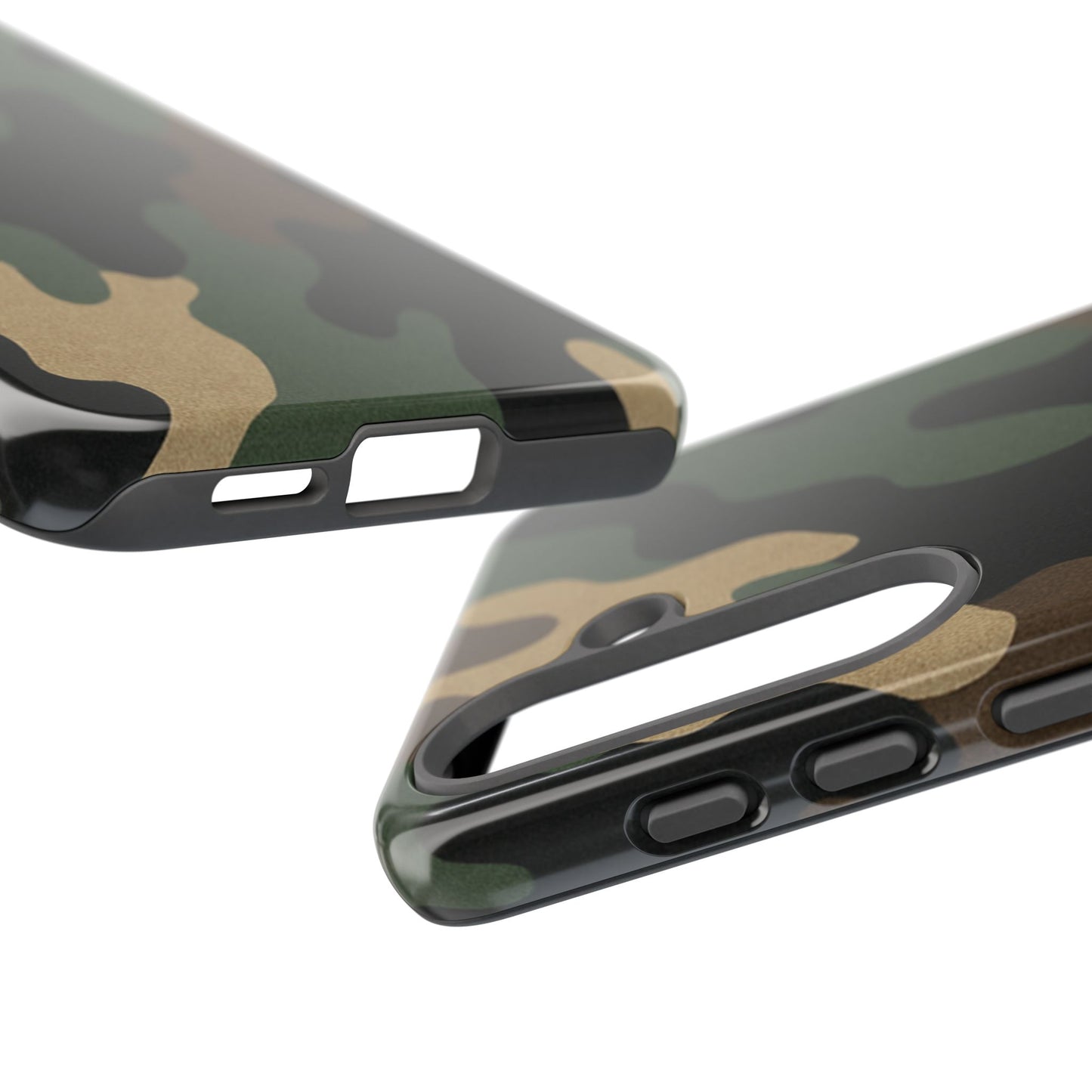 Military green camo tough phone case by Printify, rugged protective cover for smartphones with military-inspired design.