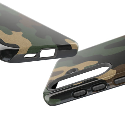 Military green camo tough phone case by Printify, rugged protective cover for smartphones with military-inspired design.