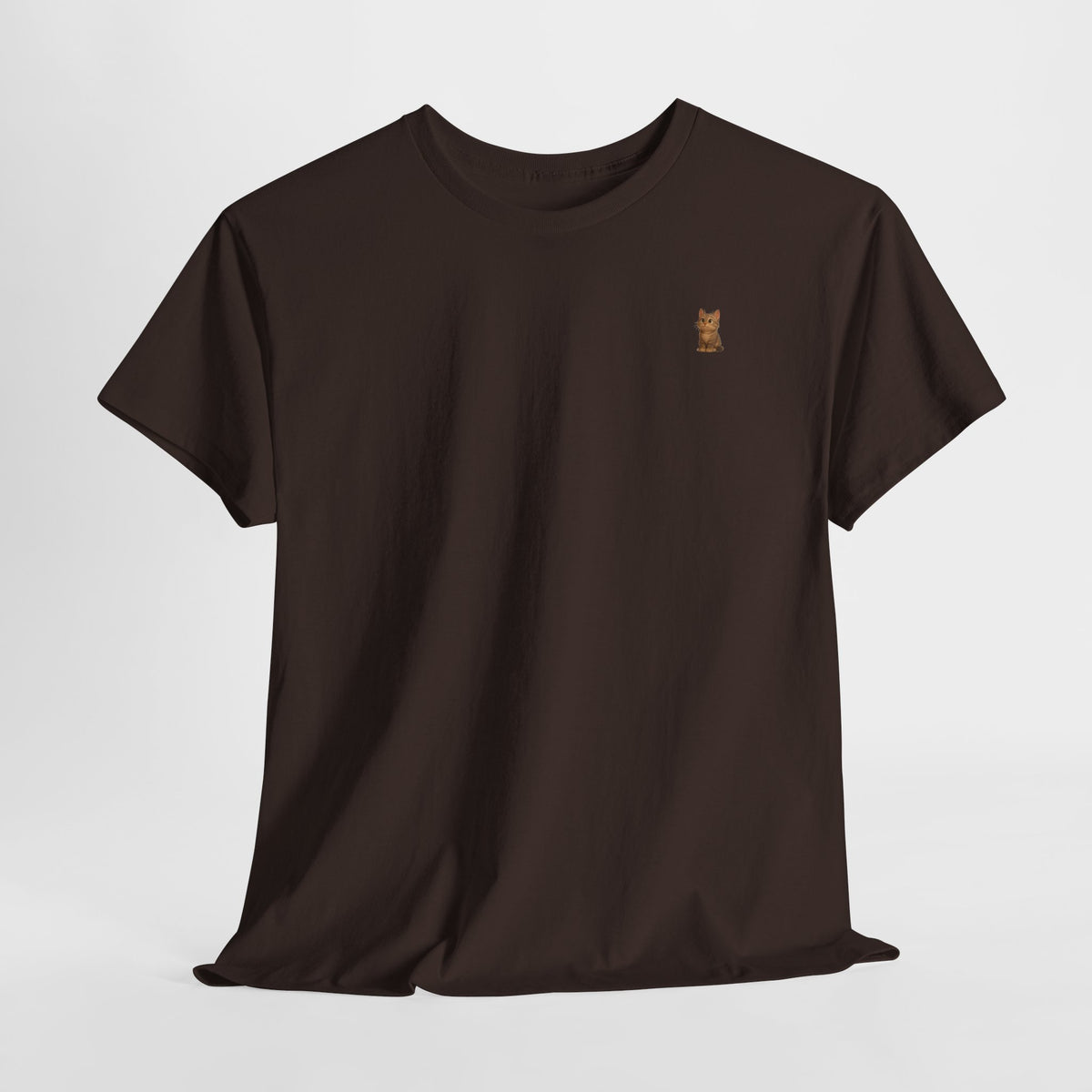 Brown kitten graphic T-shirt for cat lovers, featuring a cute cat design on a comfortable Printify T-shirt.