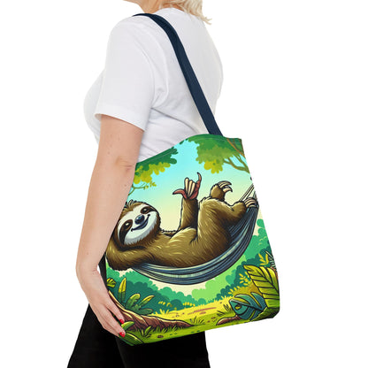 Cute sloth tote bag by Printify featuring eco-friendly design, perfect for animal lovers and casual outings.