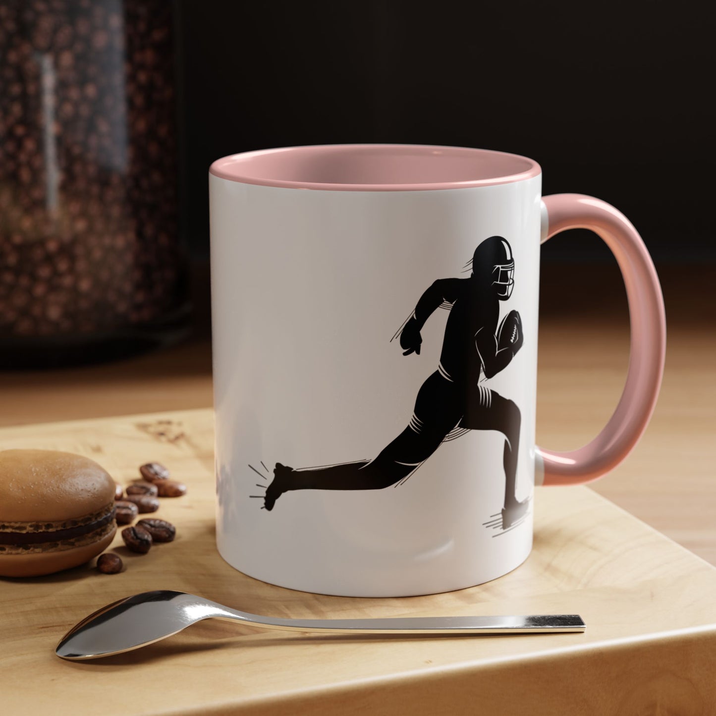 Football Player Themed Accent Coffee Mug, Sports Fan Gift, Unique Mug for Athletes, Coffee Lover, Game Day Essential - TRV
