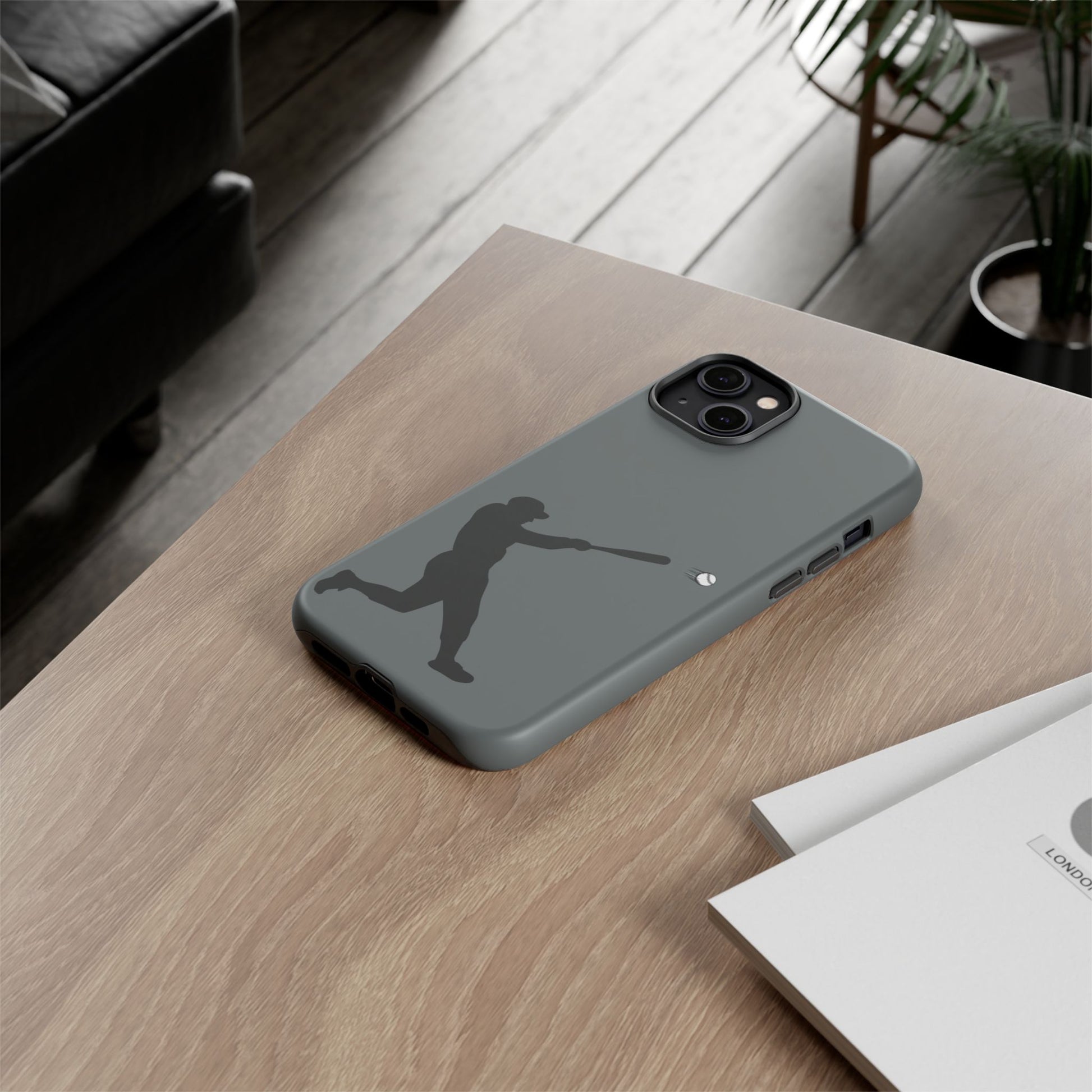 Printify baseball batter phone case, tough protective smartphone cover with baseball player design for fans.
