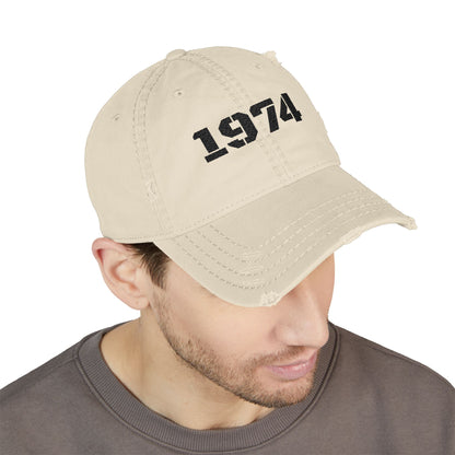 Distressed Dad Hat with Embroidered 1974, Vintage Cap for Dads, Casual Lifestyle Hat, Father's Day Gift, Birthday Gift for Men - TRV