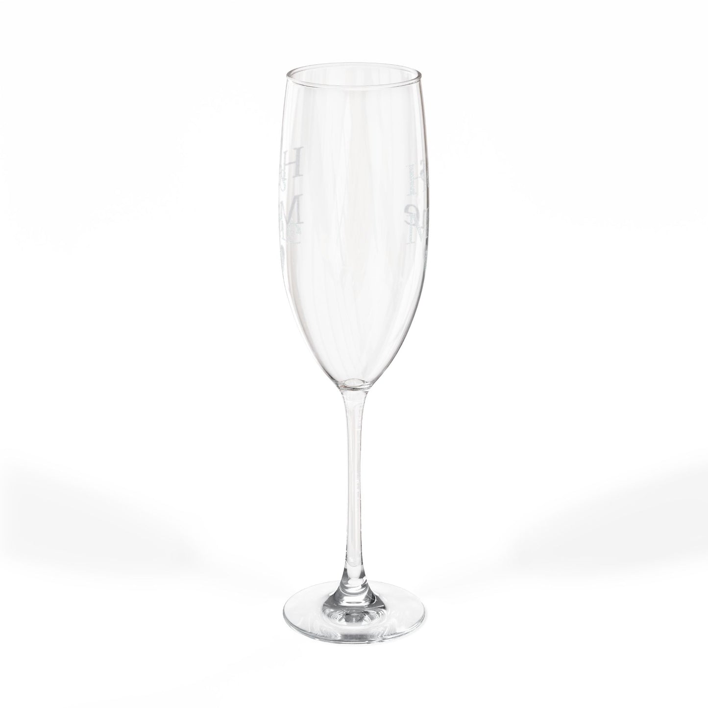 Engraved 8oz Champagne Flute — "He's Mine" Heart Wedding Toast Glass