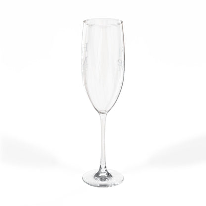 Engraved 8oz Champagne Flute — "He's Mine" Heart Wedding Toast Glass