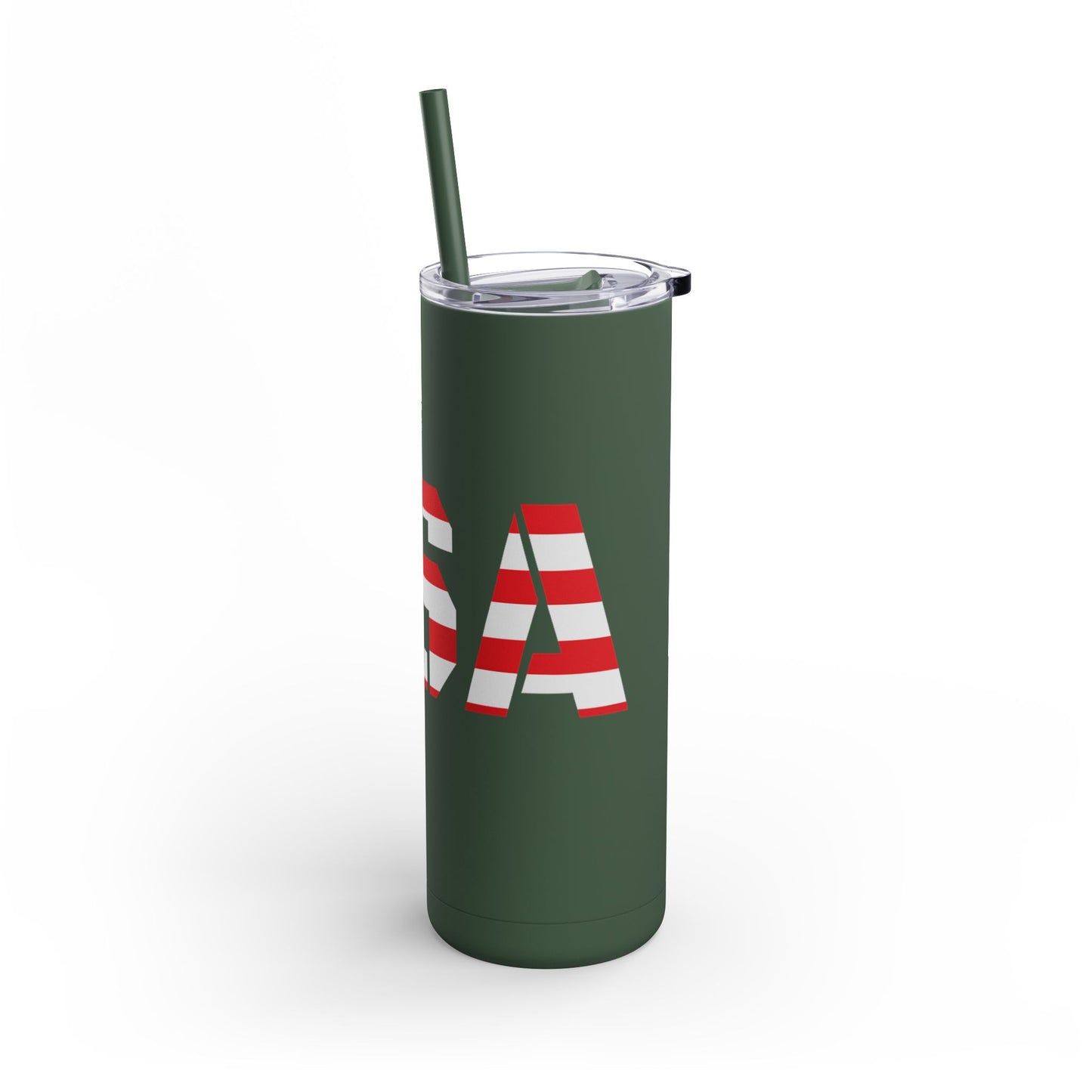 USA Flag Tumbler - 20oz Skinny Matte Drinkware, Travel Mug, Patriotic Gift, Fourth of July, Summer BBQ, Camping, Outdoor - TRV