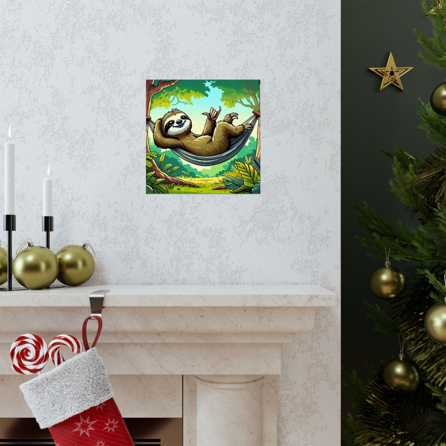 Sloth Hammock Matte Poster — Tropical Relaxation Wall Art