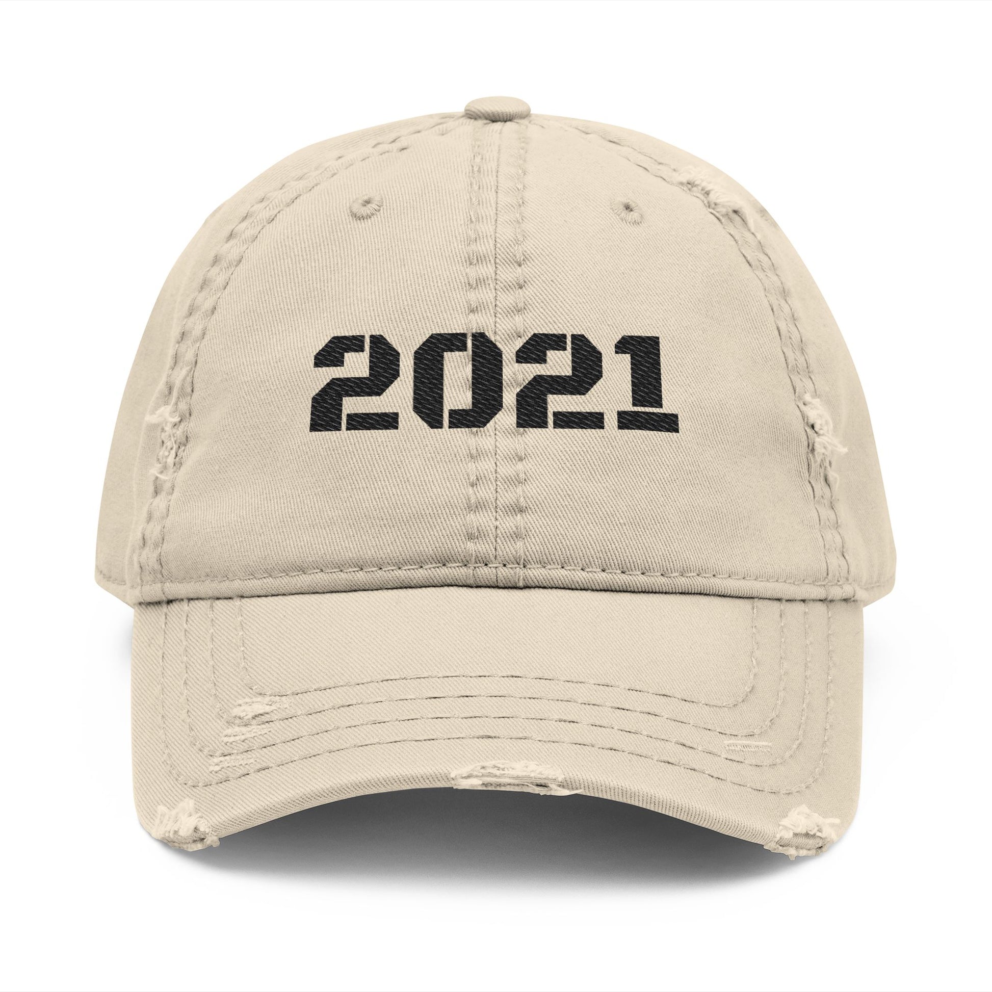 Distressed Dad Hat with 2021 Embroidery, Casual Cap for Gifting, Vintage Style Hat, Retro Headwear, Perfect for Relaxed Outfits, [...] - TRV