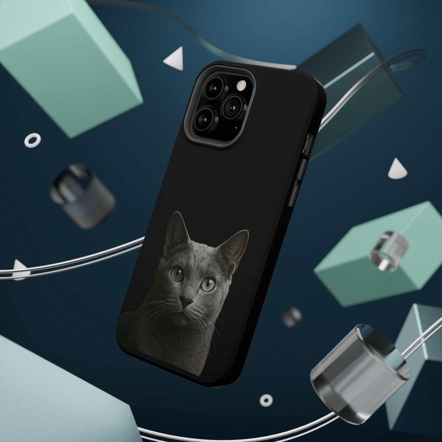 Russian Blue Cat Phone Case — Magnetic Impact-Resistant iPhone Cover