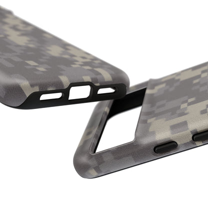 Camouflage tough phone case with rugged digital camo design, protective cover for smartphone by Printify