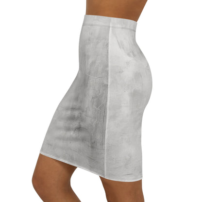 Marble Texture Mid‑Waist Pencil Skirt — Sleek Neutral AOP