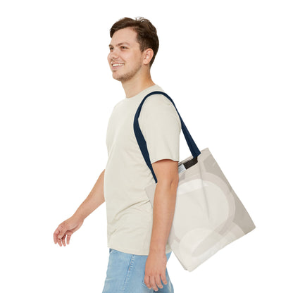 Neutral Abstract Circle Pattern Tote Bag | Minimal Beige AOP Canvas