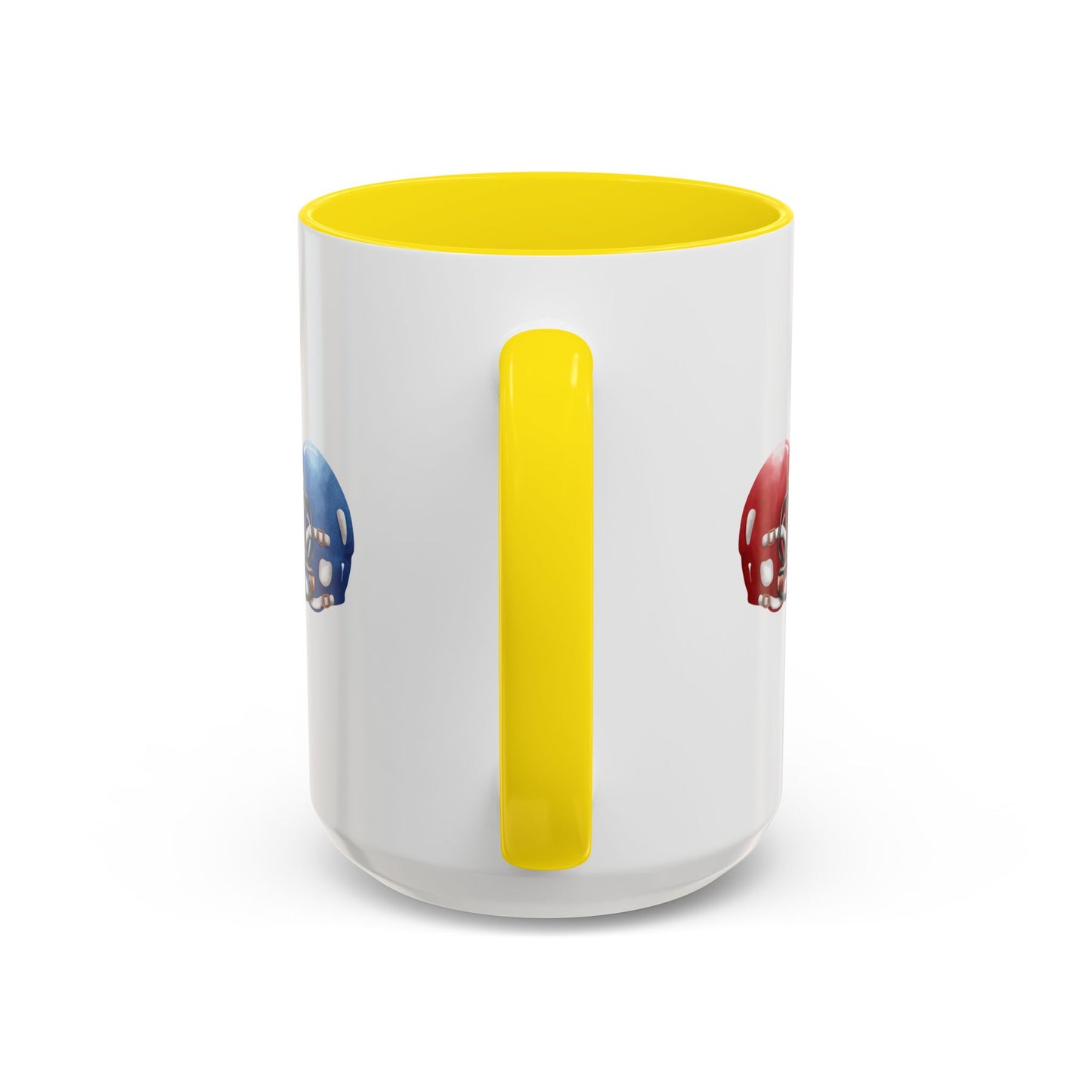 Football Helmet Coffee Mug — Red vs Blue Rivalry Accent Mug (11/15oz)