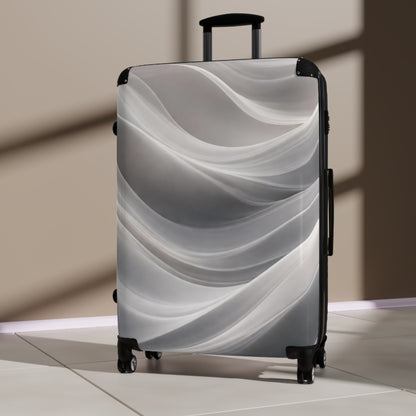 Abstract Silver Wave Suitcase | Hardshell Carry-On Luggage