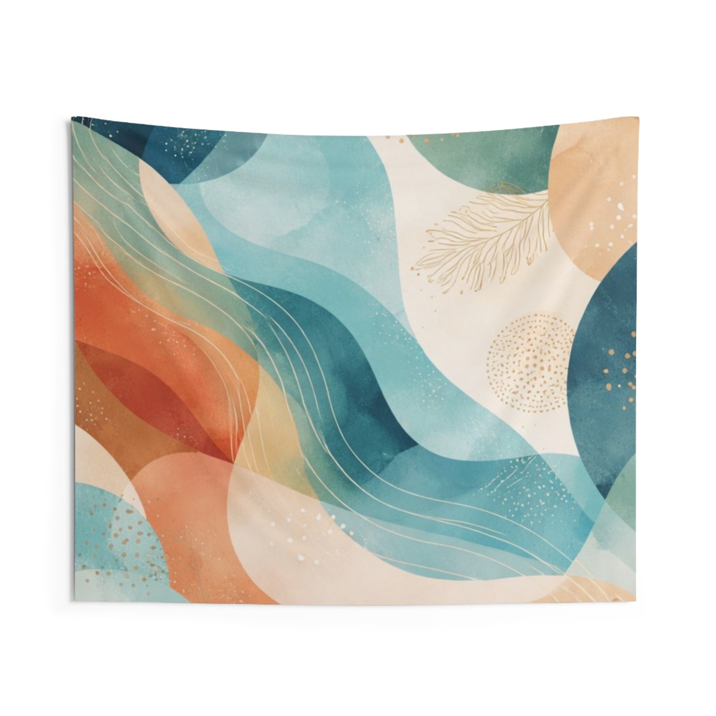 Abstract Ocean Wave Tapestry — Boho Coastal Wall Decor