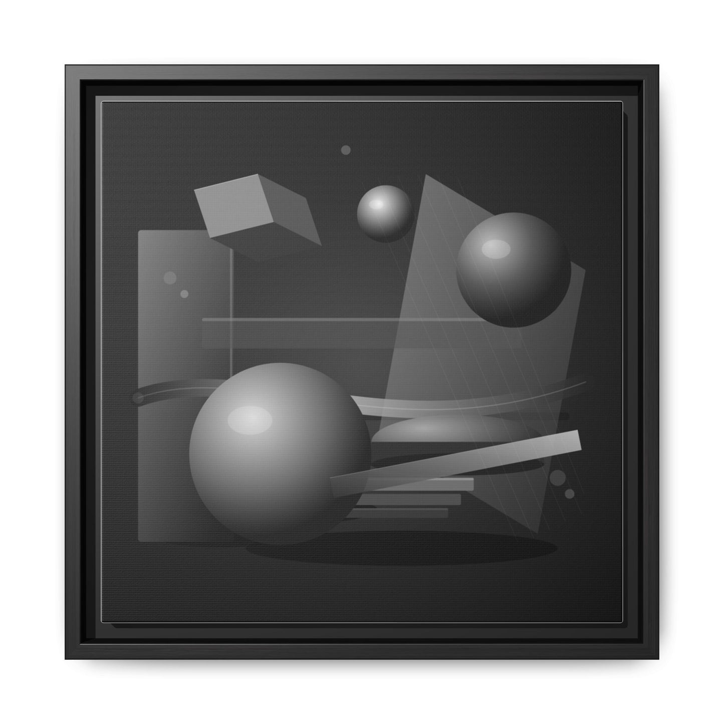 Monochrome Geometric Spheres Canvas Framed Wall Art | Matte Print
